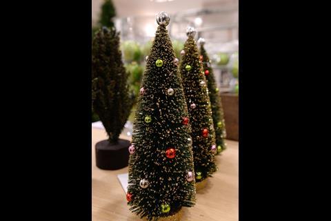 Miniature trees at Selfridges Christmas shop